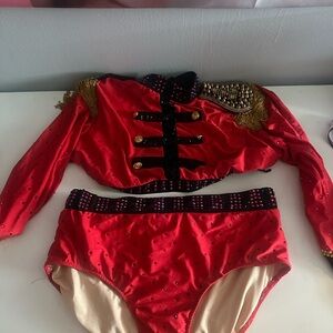 Glamour Red and Gold Dance Costume